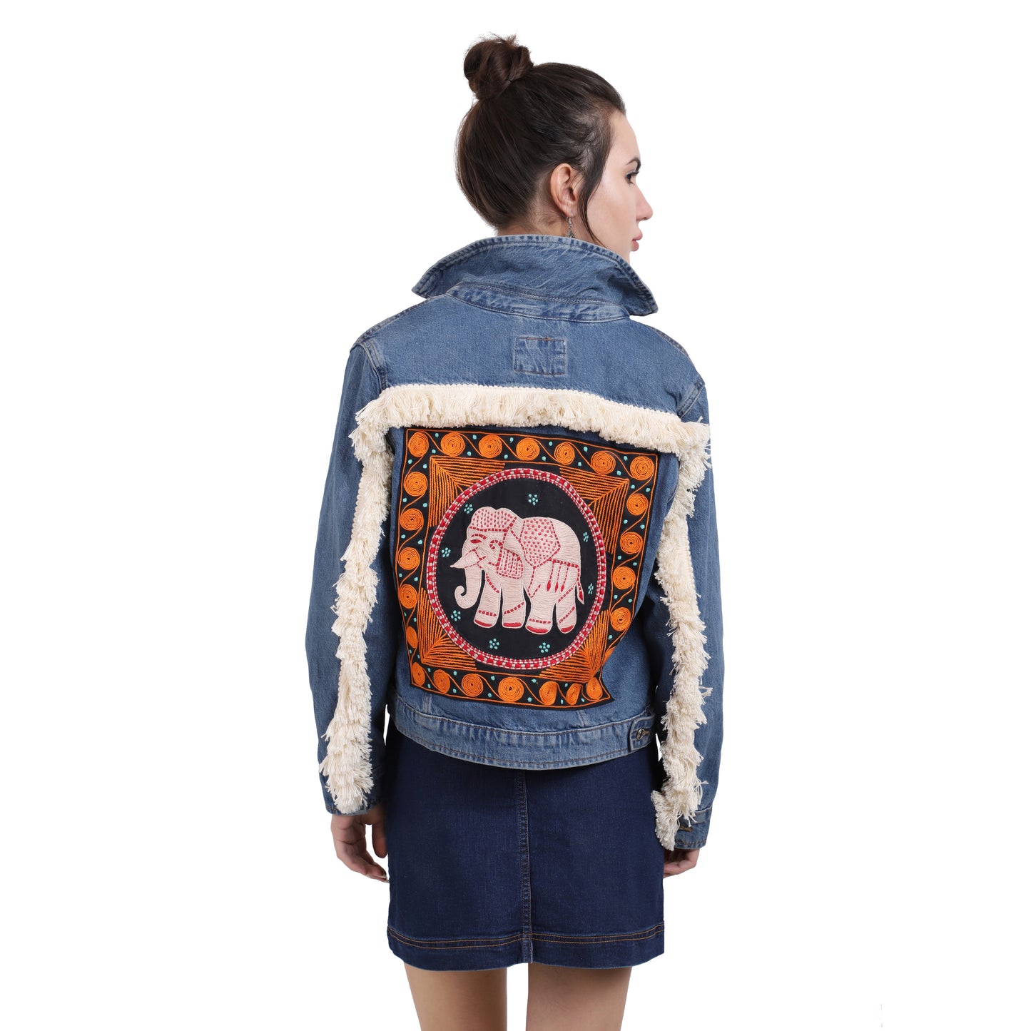Embroidered Elephant Patch Work Jacket