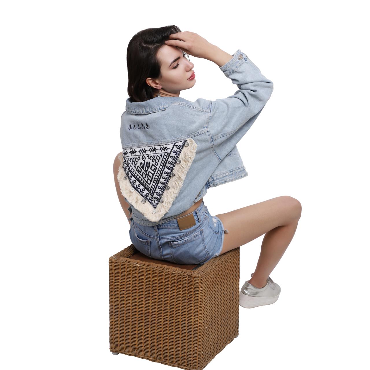 Tribal Patch Cropped Jacket