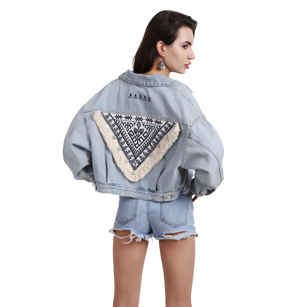Tribal Patch Cropped Jacket