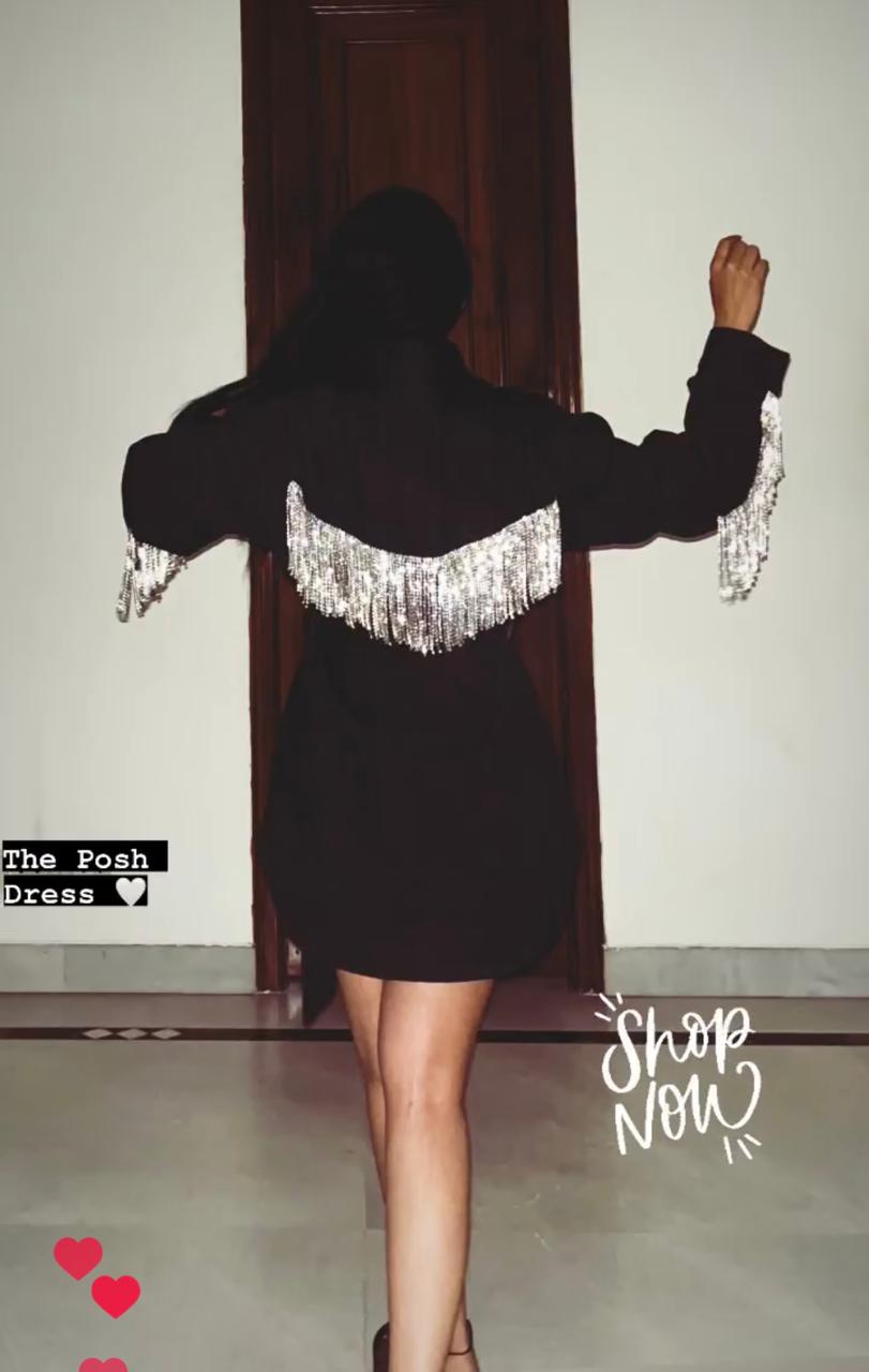 Such a Drama Black Denim Dress with Rhinestones