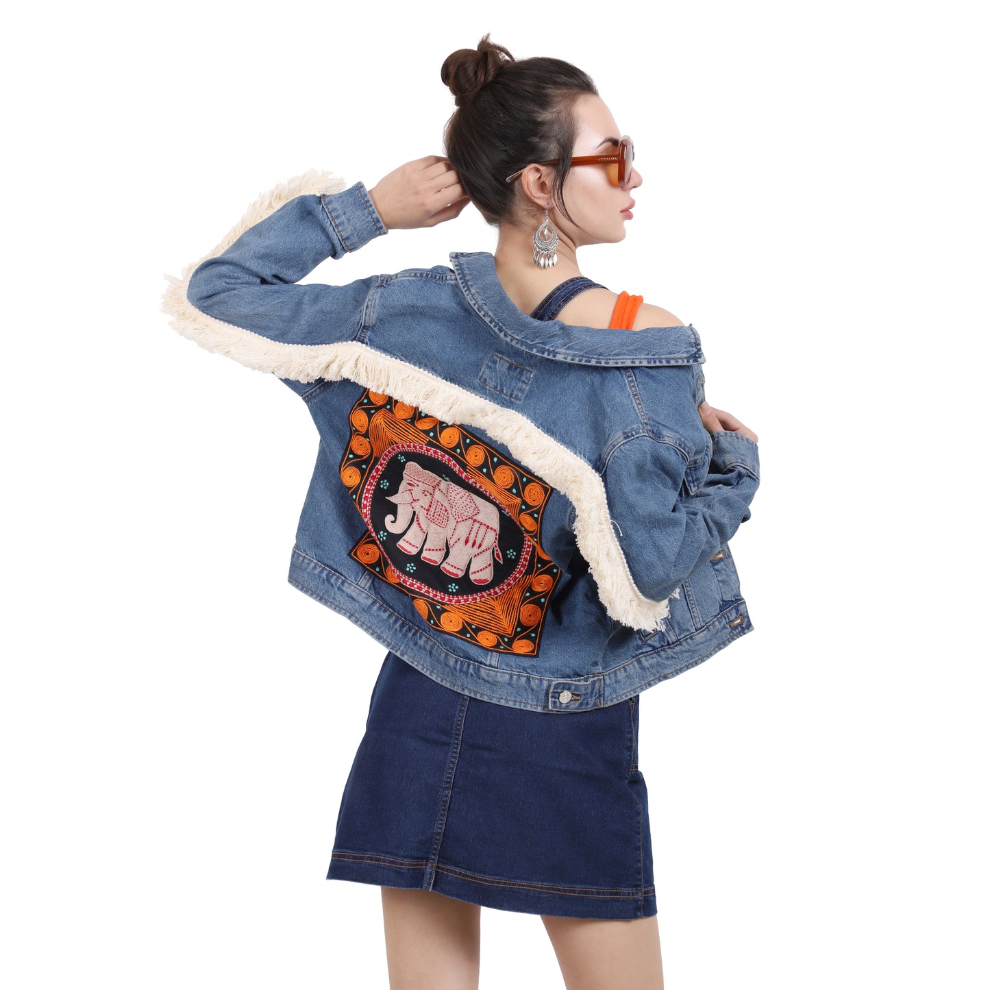 Embroidered Elephant Patch Work Jacket