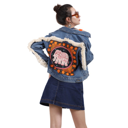 Embroidered Elephant Patch Work Jacket