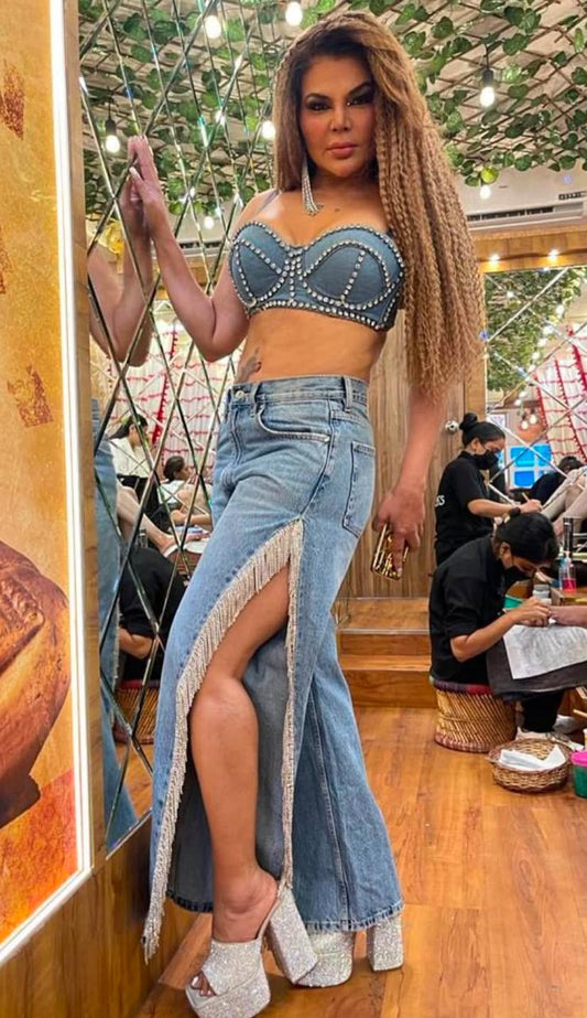 Roxanne Slit Rhinestone Jeans