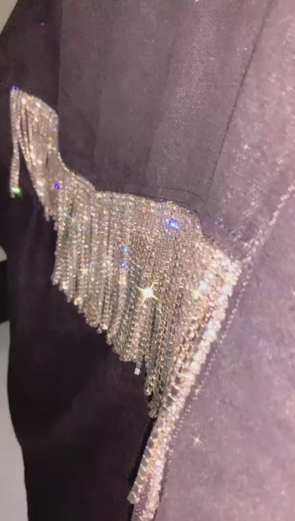 Such a Drama Black Denim Dress with Rhinestones